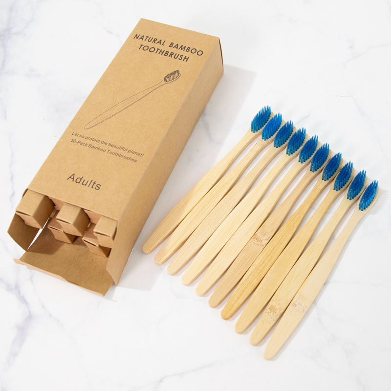 Picture of Children and Adults Disposable 10-Pack 4-Pack Toothbrushes Hotel Bamboo Charcoal Hard Bristles Soft Bristles Bamboo Portable Eco-Friendly Material
