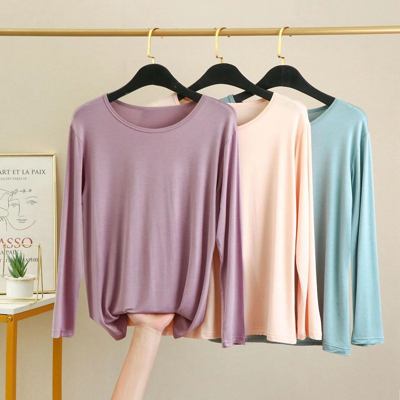 Picture of Modal Base Shirt Women's Inner Long Sleeve Thin Round Neck Autumn Clothes Large Size 2022 Autumn New Top Spring and Autumn