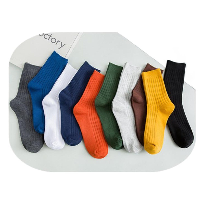 Autumn and Winter New Cotton Men's Mid-length Socks Solid Color All-match Drawstring Men's Socks Candy-colored Socks Men's Sweat-absorbent