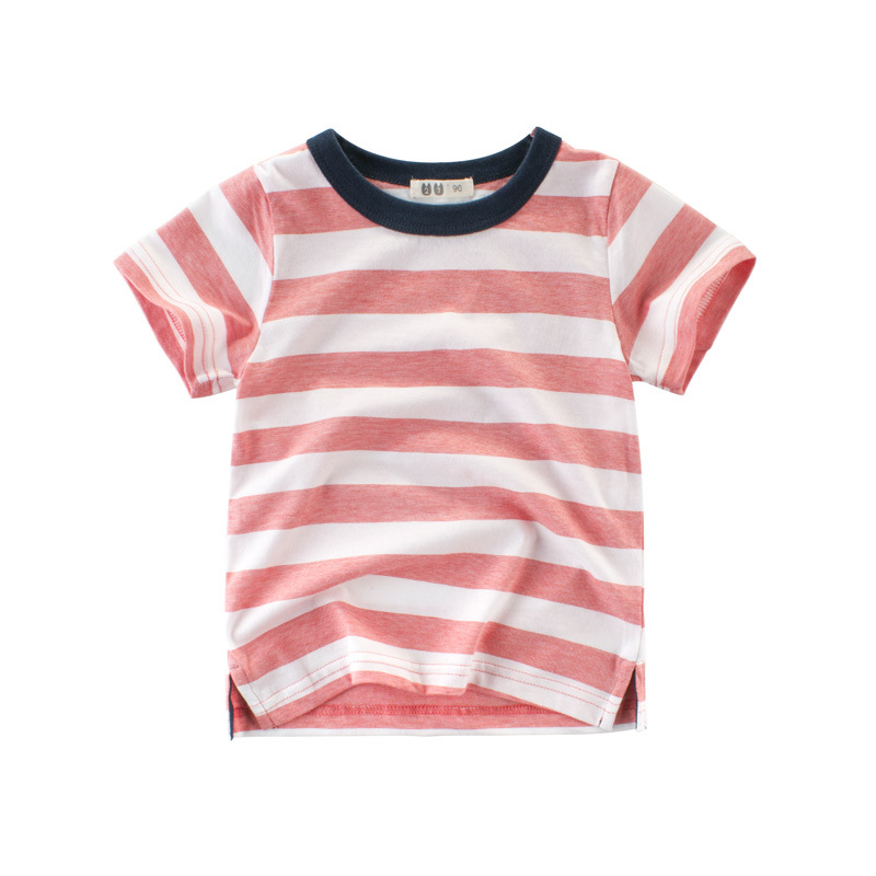 Picture of Korean version of children's clothing summer new boys short sleeve T-shirt trendy summer baby striped half sleeve children's clothing wholesale