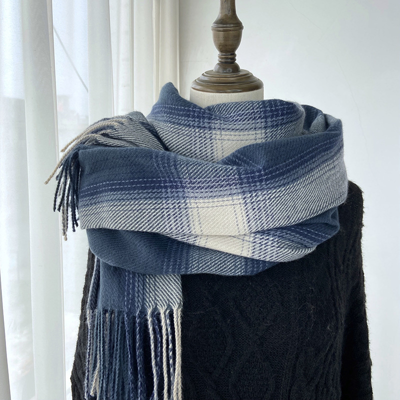 Plaid Scarf Women's Autumn and Winter 2024 New Korean Dongdaemun Student Scarf Thickened Imitation Cashmere Shawl Wholesale