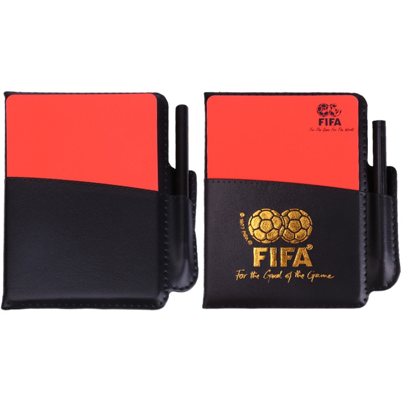 Football Thickened Red and Yellow Card Record Book Red and Yellow Card Referee Tool with Leather Holster Recording Paper Pencil for Referee