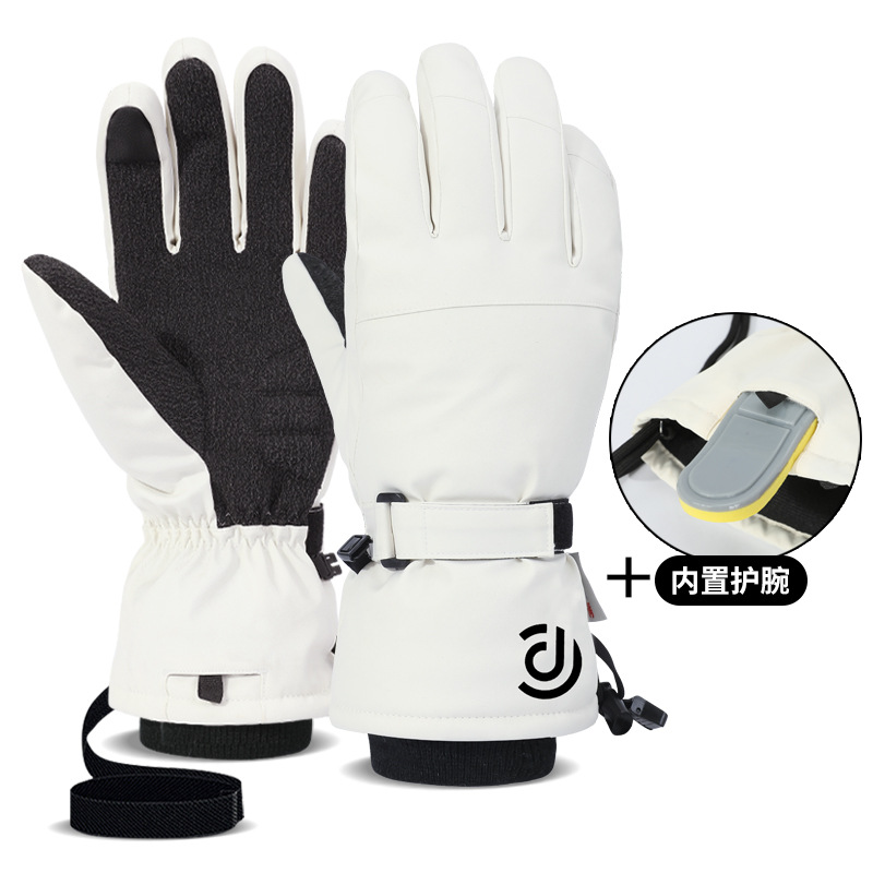 Picture of Kevlar ski gloves winter warm waterproof 3M men's outdoor thickened waterproof built-in wrist guard women wholesale