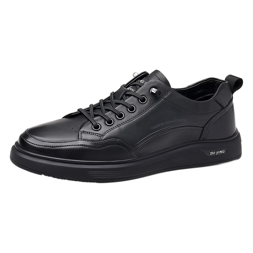 Men's Trendy Casual Sneakers Korean Style Genuine Leather Men's Sneakers Top-Layer Cowhide Flats All-Match Leather Shoes