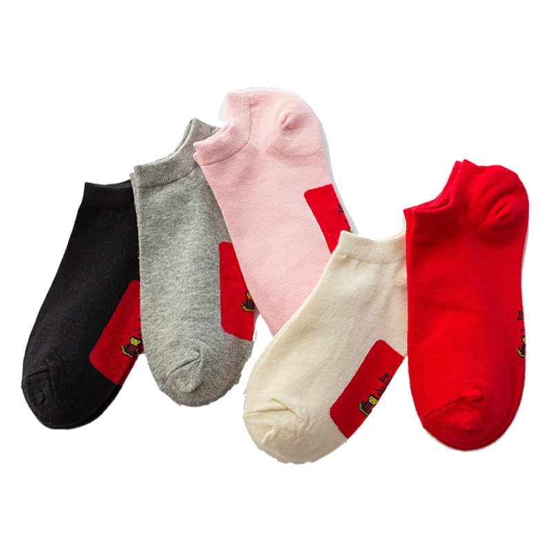 Big red socks women's thin cotton socks this life year Cotton Socks Socks Socks bottom exquisite cartoon character design boat Socks spot