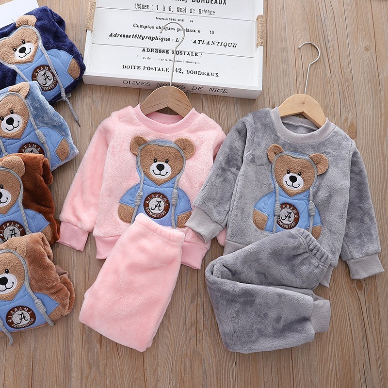 Picture of Baby Winter Pajamas Set 2025 New Baby Kidsren's Clothing Boys and Girls Autumn and Winter Flannel Home Clothes Trendy