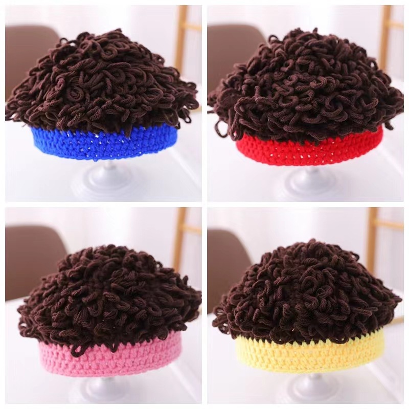 Baby wig hat baby boy spring and autumn hair curler hat boy autumn and winter children explosion head boy cute funny