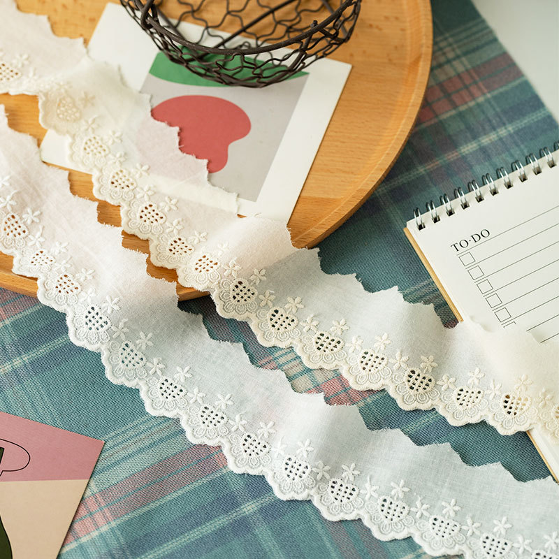 5cm wide white apricot heart-shaped cotton cloth cotton embroidery lace barcode clothing collar cuff decorative accessories