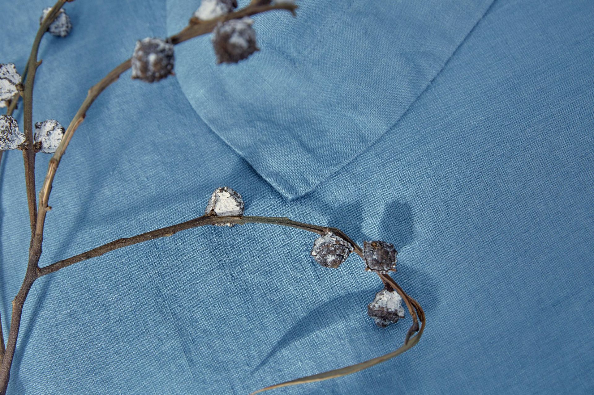 Picture of Linen Denim Blue Woven Wide Cloth French Linen Enzyme Washing Material Blue Linen Fabric Sand Washing Cloth