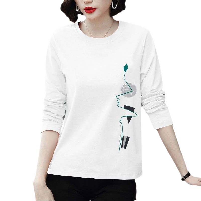 Cotton Long-sleeved T-shirt Women's 2023 Spring New Korean Loose plus size Base Shirt for Middle-aged Mother Autumn Clothes for Women