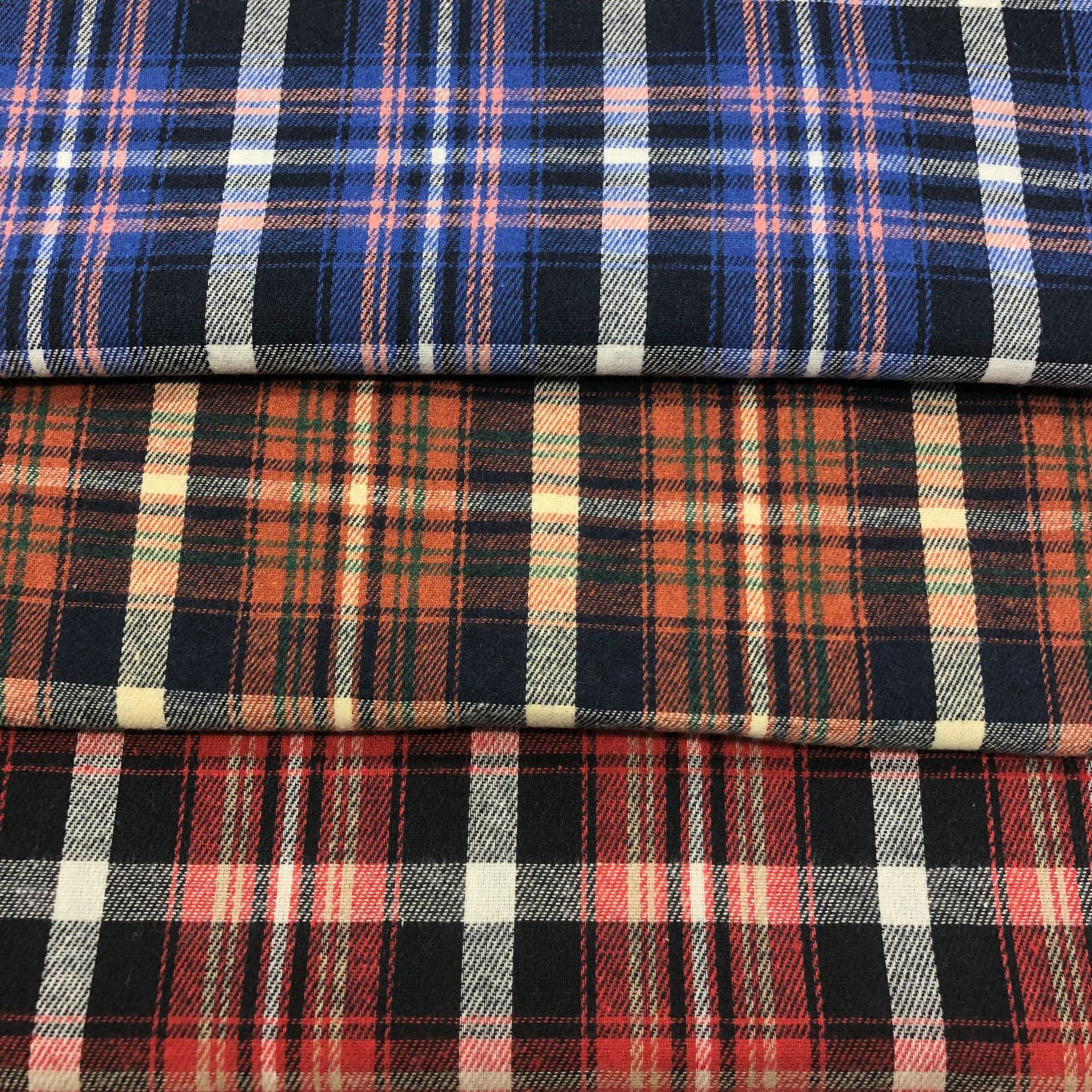 Polyester-Cotton Brushed Plaid Fabric British Style Plaid Shirt Top Skirt Handmade DIY Clothing Yarn-Dyed Plaid