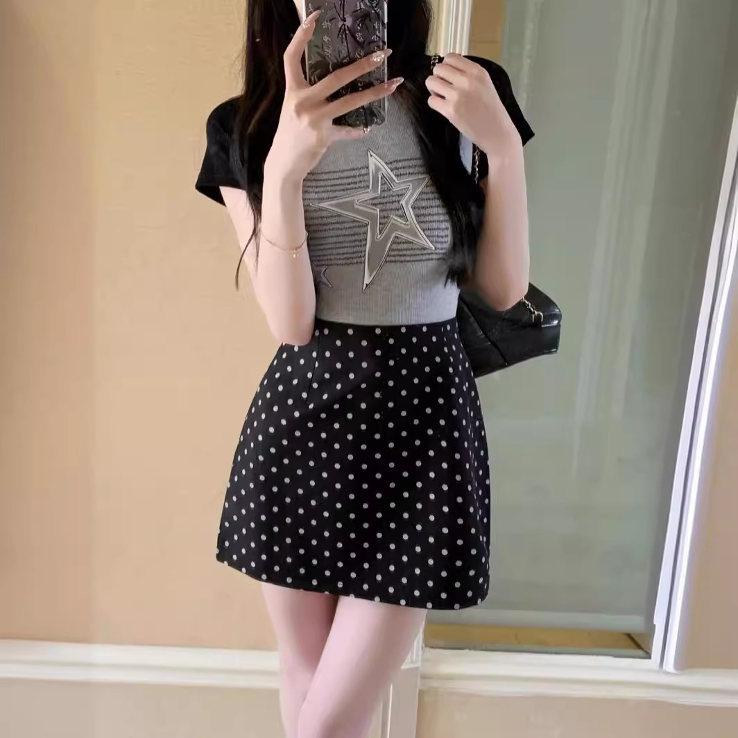 High Waist Hip Skirt All-match Dongdaemun Women's Clothing Polka Dot Skirt Women's Suit Skirt Spring 2024 Commuter A- word