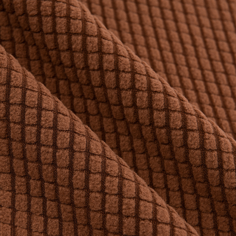 Picture of in stock pineapple plaid fleece sofa cover fabric wholesale waffle corn grain plaid jacquard flannel fabric