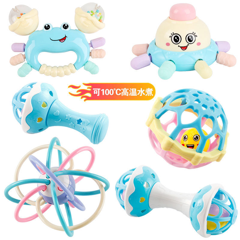 Baby hand bell baby 0-2 years old toy tooth gum can bite boiled puzzle early education newborn 0-3-6-9-12