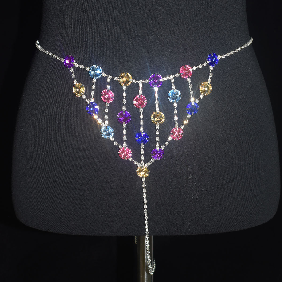 Picture of European and American body chain jewelry sexy personality color large accessories rhinestone beach bra underwear show body chain