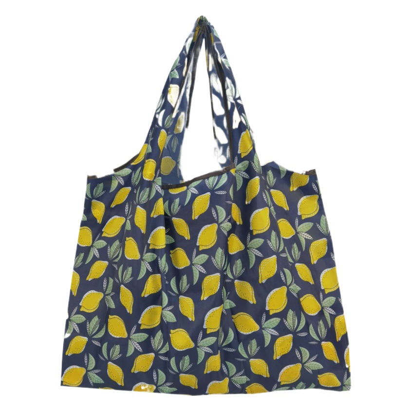 Export Japanese and Korean cartoon cute green shopping bag foldable portable Large Capacity Storage supermarket shopping bag wholesale