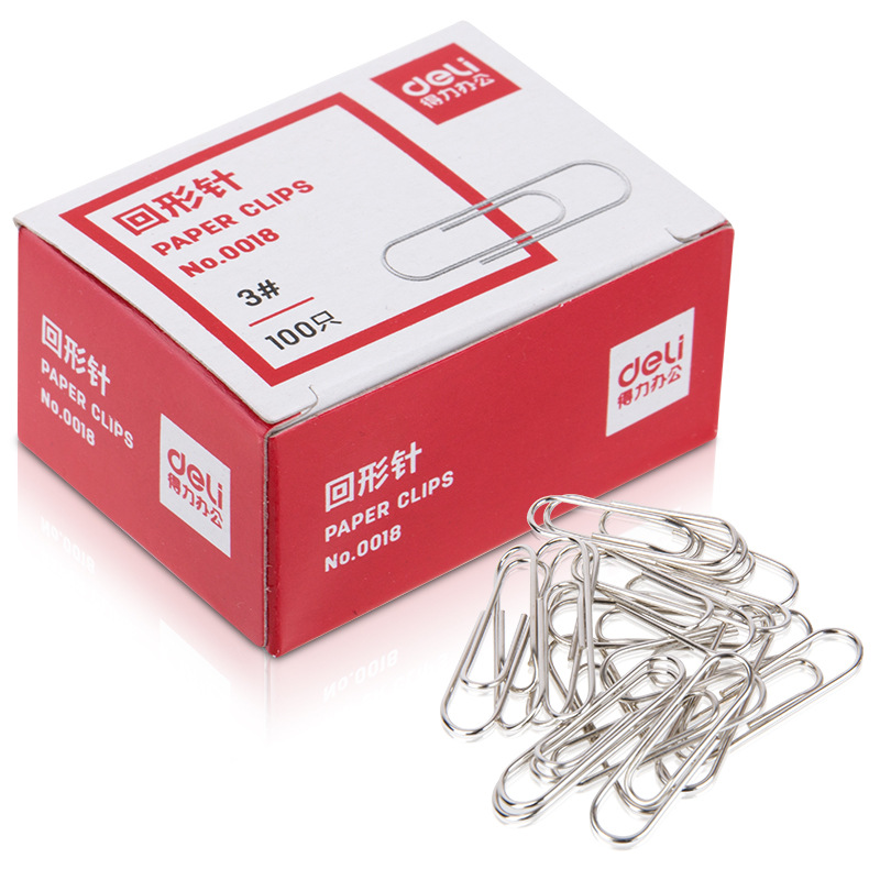 Picture of Deli paper clip 0018 paper clip 100/box paper clip office financial supplies electroplating surface wholesale