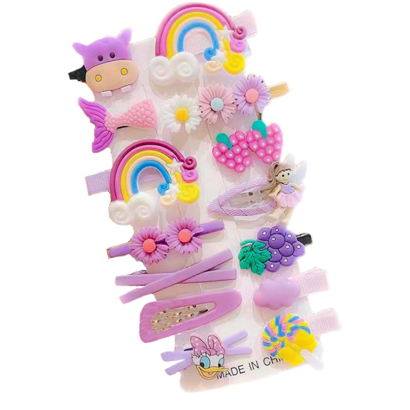 New Korean Princess Hairpin Candy Color 14 Piece Set Cute Flower Animal Hairpin Hairpin Set Bangs Clip