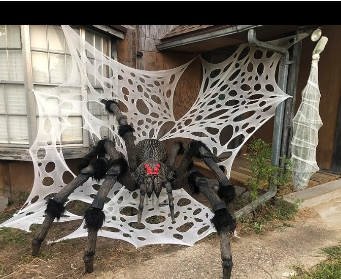 Horror Halloween funny cloth spider mesh pumpkin lantern decoration European and American style party horror house decorative cloth