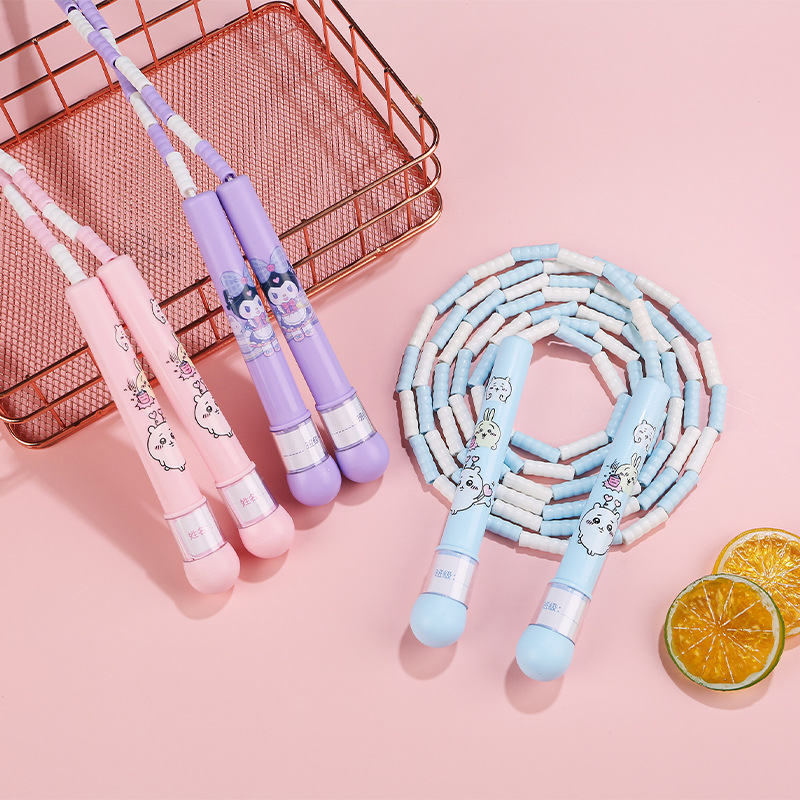 Children's Skipping Rope, Children's Beginner's Good-Grip Signature, Anti-Loss Handle, Painless Soft Bamboo Skipping Rope