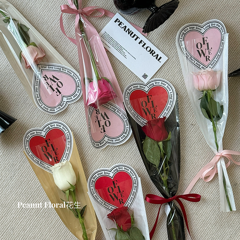 Single Bag Wrapping Paper Bouquet High-End Waterproof Opp Simple Bouquet Bag Chinese Valentine's Day Flower Packaging Bag