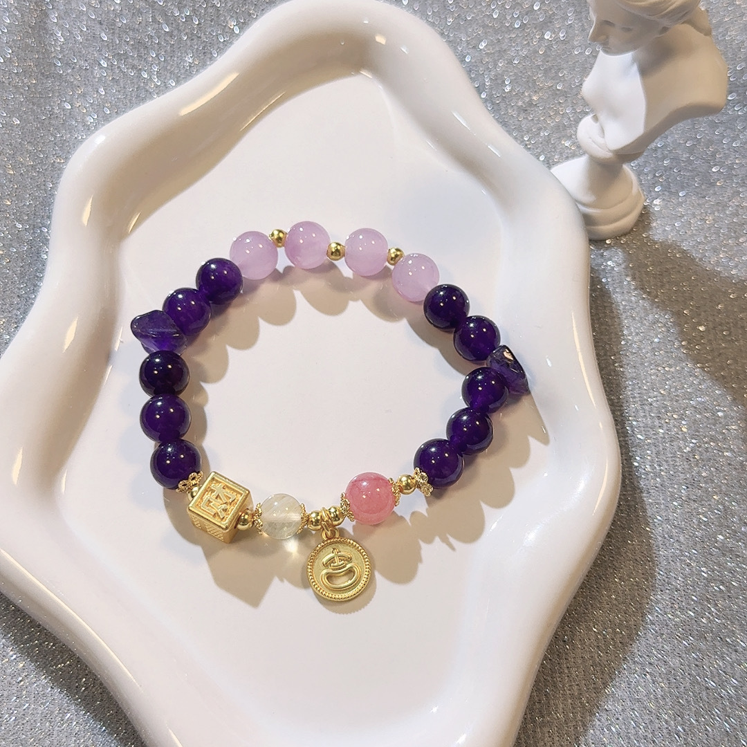 Nine Purple Fire Natural Stone Bracelet Female Original Design Luckies Nafu Quartzite Bracelet for Girlfriend's Birthday Gift