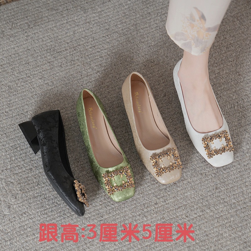 Square-Toe Black Work Shoes for Women, Soft Soles, Comfortable for Long Standing, Professional Work Shoes, Comfortable High Heels, Thick Heels