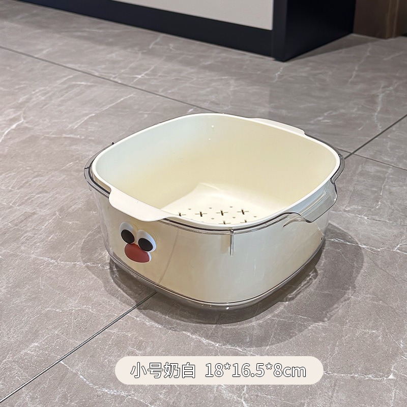 Picture of Double Layer New Dopamine Drain Basket Cute Household Fruit and Vegetable Cleaning Basket Two-in-One Thickened Vegetable Washing Basket
