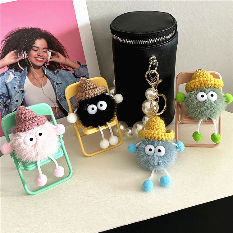 Cute Little Briquettes Cartoon Car Keychain Plush Doll Doll Bag Pendant Accessories Gift