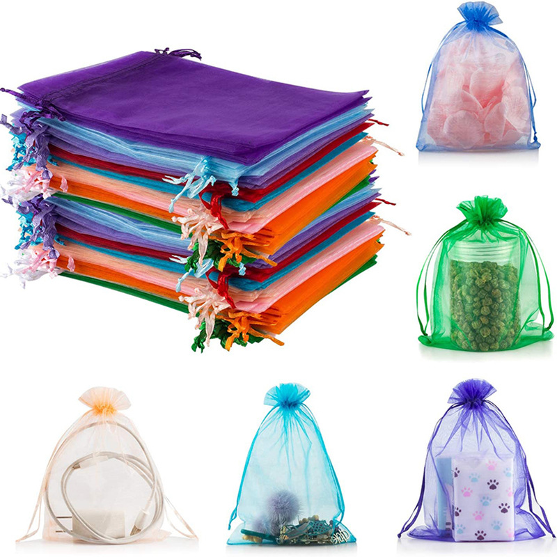 Cross-Border Gauze Bags Wholesale Plain Organza Gifts Wedding Candy Bags Jewelry Packaging Insect-Proof Drawstring Mesh Bags