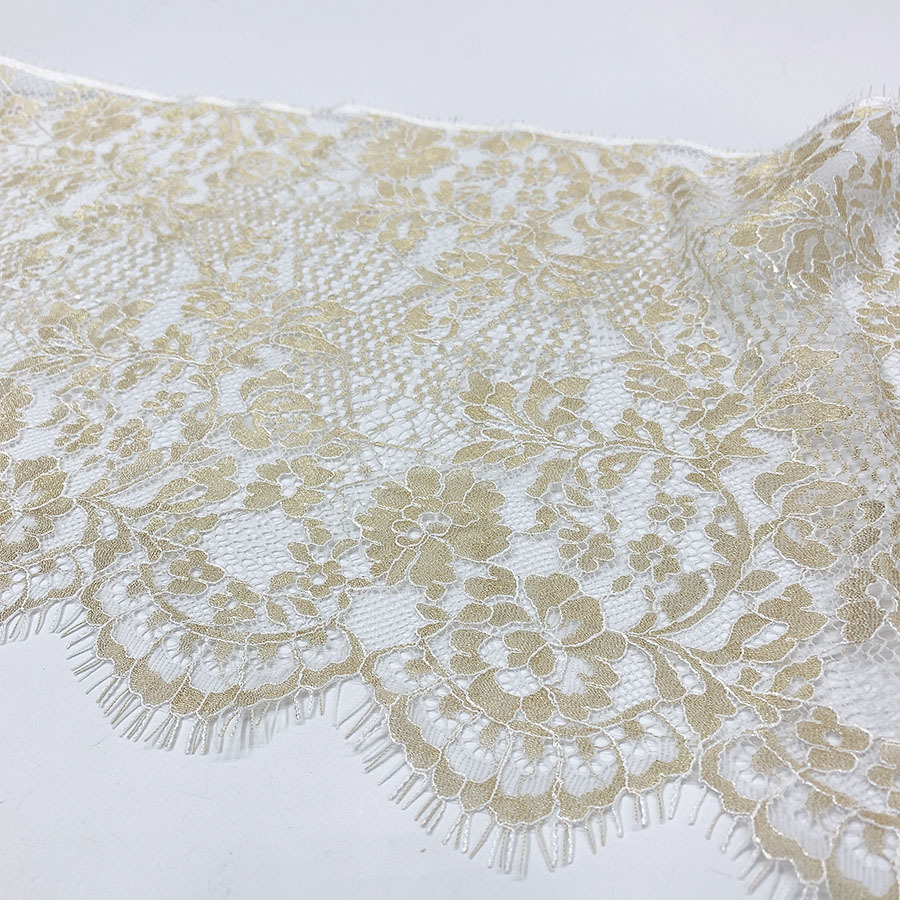 in stock wholesale mesh computer embroidery fashion skirt children's clothing wedding accessories fabric gold line lace eyelash lace