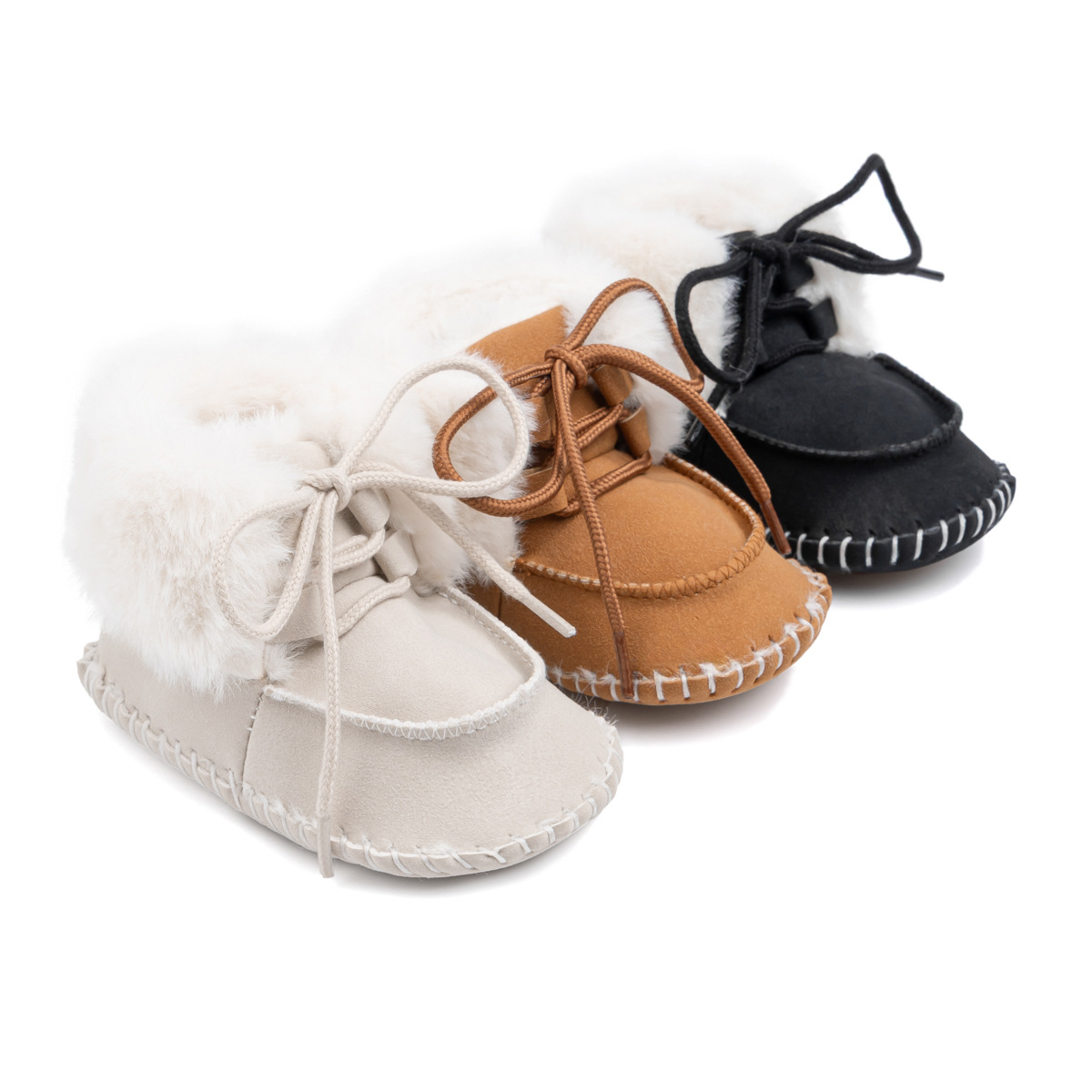 2025 New Baby Boots Autumn and Winter Lace-Up Baby Toddler Cotton Shoes Soft Sole Cross-Border Wholesale Baby Shoes