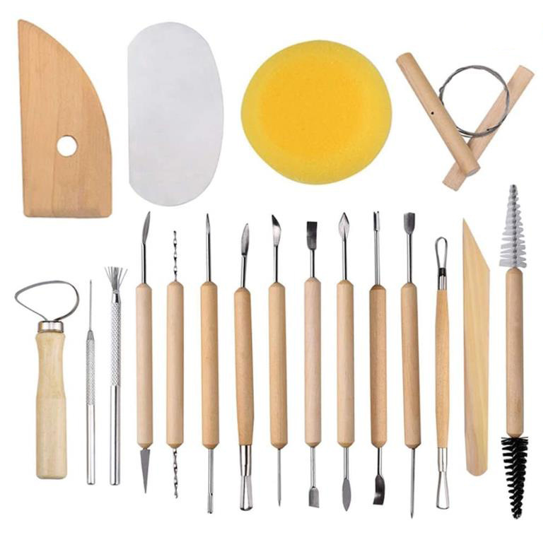 Cross-border Amazon 19-piece Clay Clay pottery tools multi-specification multi-function carving combination art suit