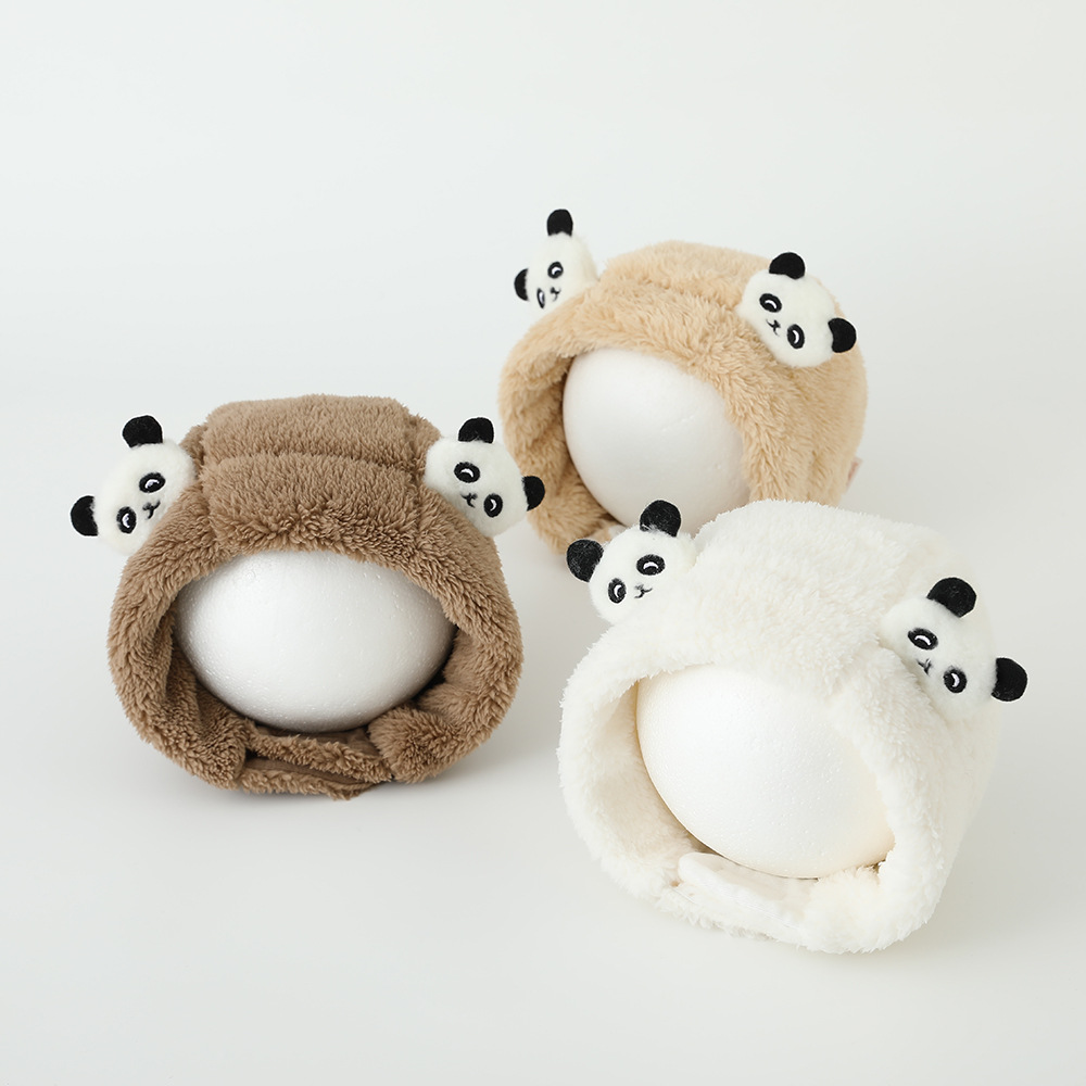 Baby hat autumn and winter plush fisherman hat panda cute super cute baby boys and girls windproof warm ear protection hat