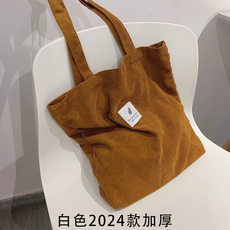 Picture of Spot Corduroy Shoulder Bag Baita Student Handbag 2024 Guangzhou Shiling Casual Shopping Bag Women's Tote Bag