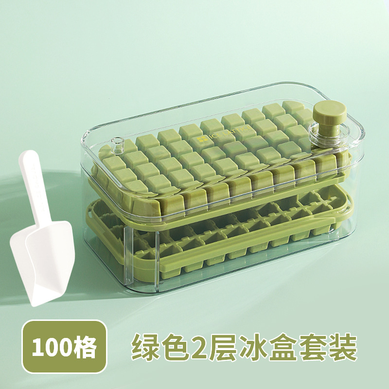 Picture of Press Ice Tray Ice Cube Mold Food Grade Household Ice Machine Silicone Double-Layer Ice Box Easy to Release Curling Ice Storage