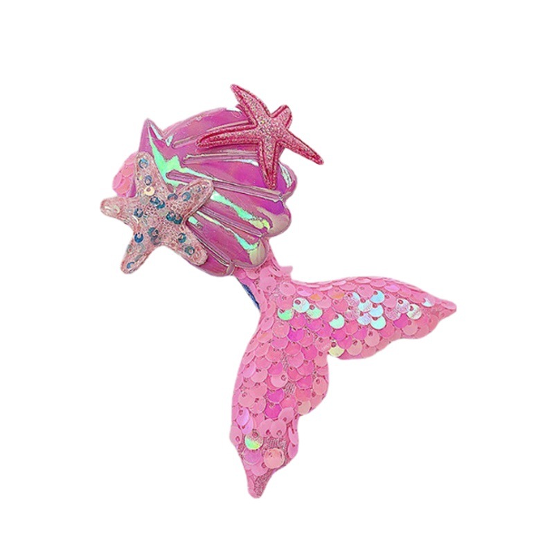 Cross Border Sequins Mermaid Tail Children's Hairpin Starfish Shell Mermaid Ji Duckbill Clip Baby Stage Laser Hair Accessories