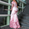 Picture of 2025 Summer Ins Internet Celebrity Women's Cross-Border Printed 3D Digital Printed Woven Splicing Fishtail Long Drag Dress