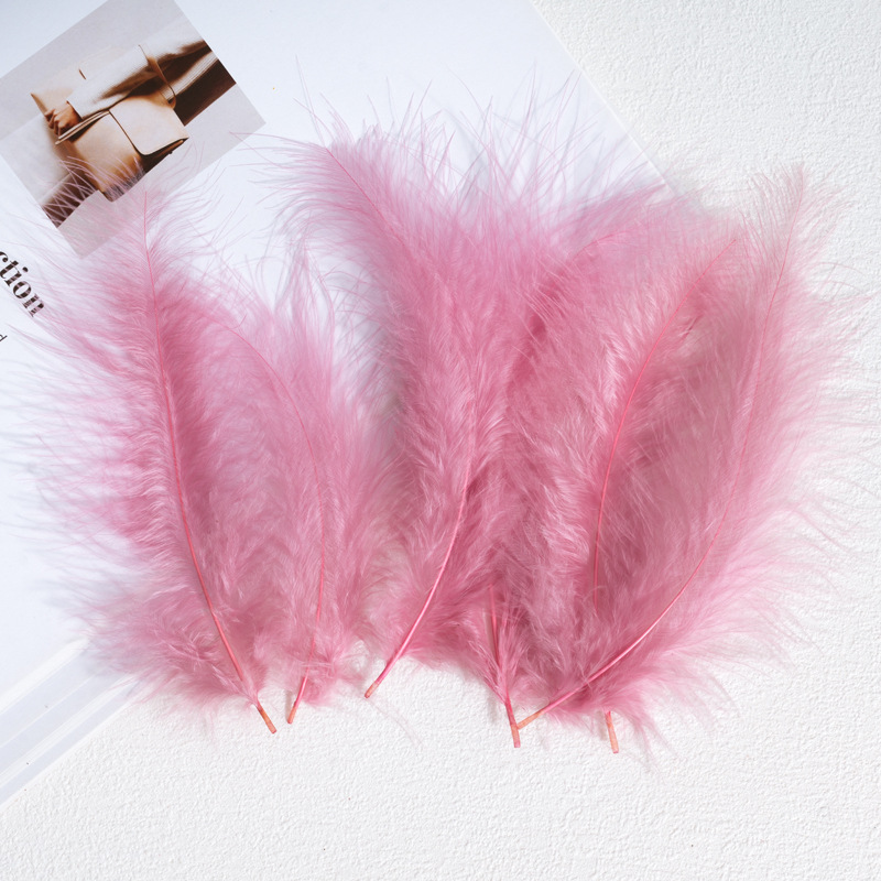 Picture of Feather Decoration Colorful Turkey Hair Pointed Tail Velvet Dream Catcher Material Wave Ball Gift Box Filler Shooting Props