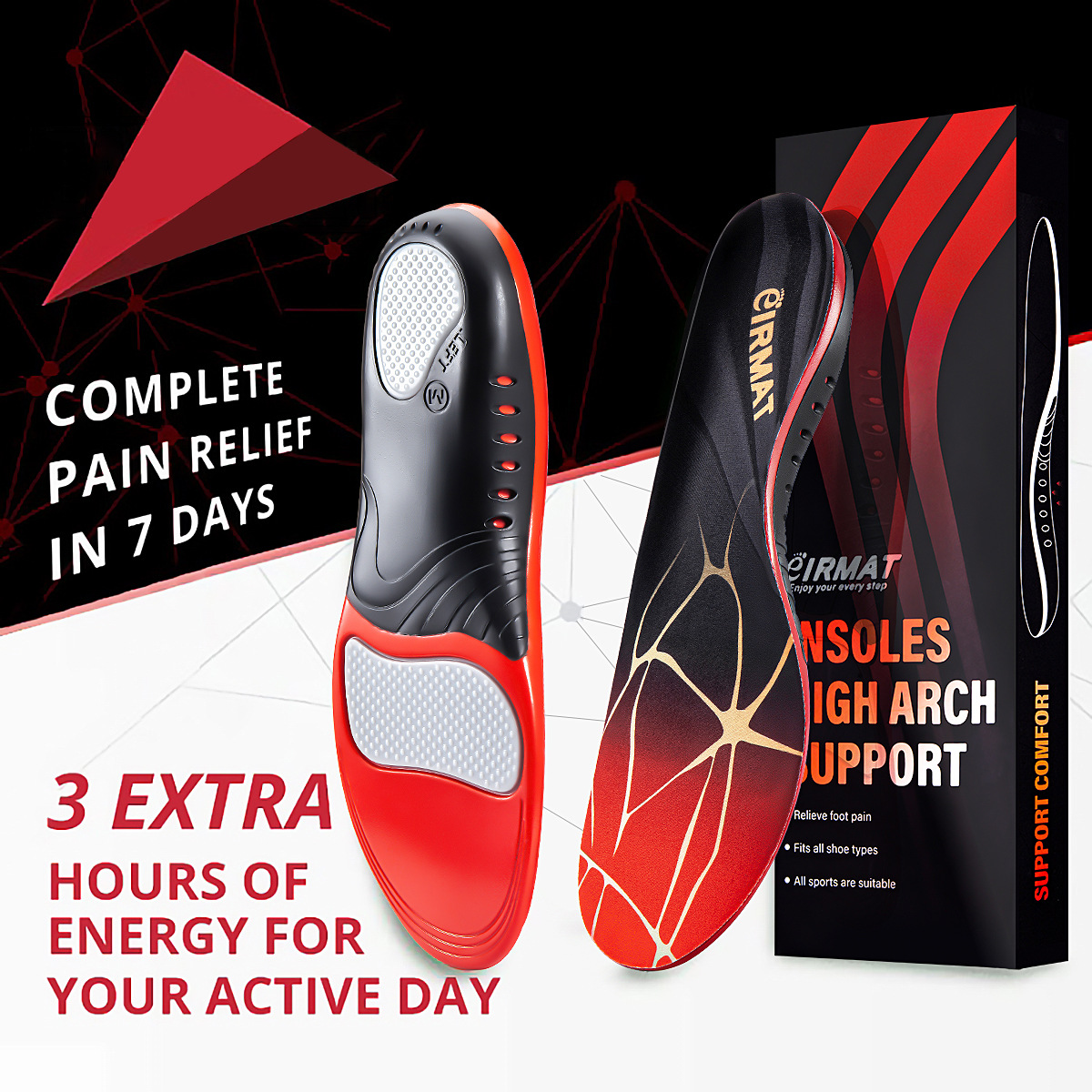 Insoles, Sports Insoles, Arch Support, Corrective Arch Pads for Men Who Stand for a Long Time Without Getting Tired, Women's Summer Shoe Pads That Do Not Collapse