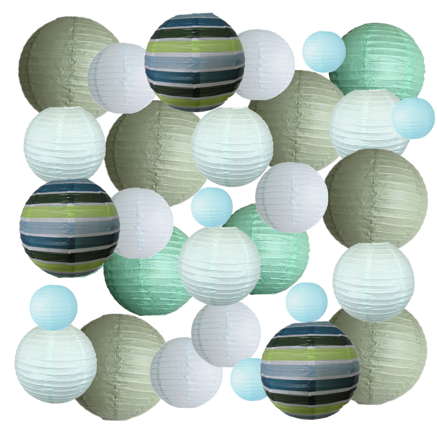Picture of Spring, Summer, Autumn and Winter Colorfulful Paper Lanterns Round Foldableable Paper Art Combination Set Hanging Lanterns