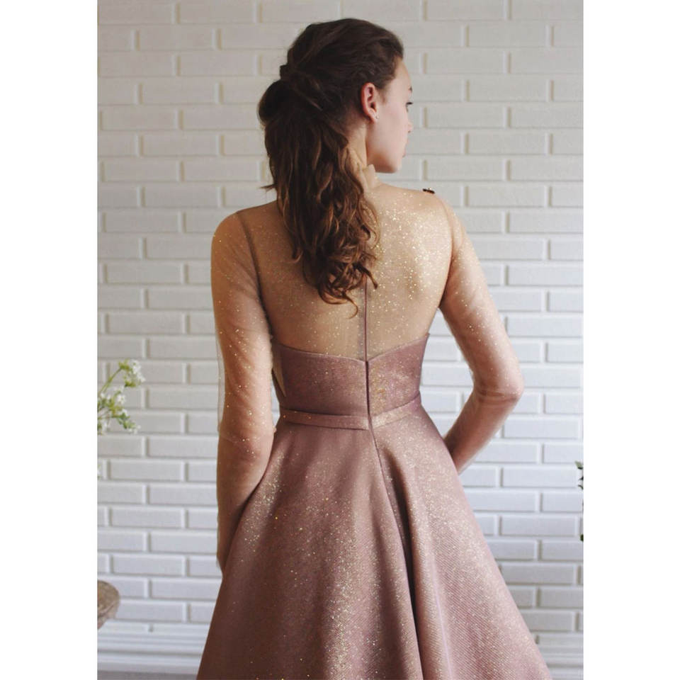 Picture of Amazon ebay foreign trade banquet evening dress fashion ball dress crew neck perspective backless bridesmaid dress women