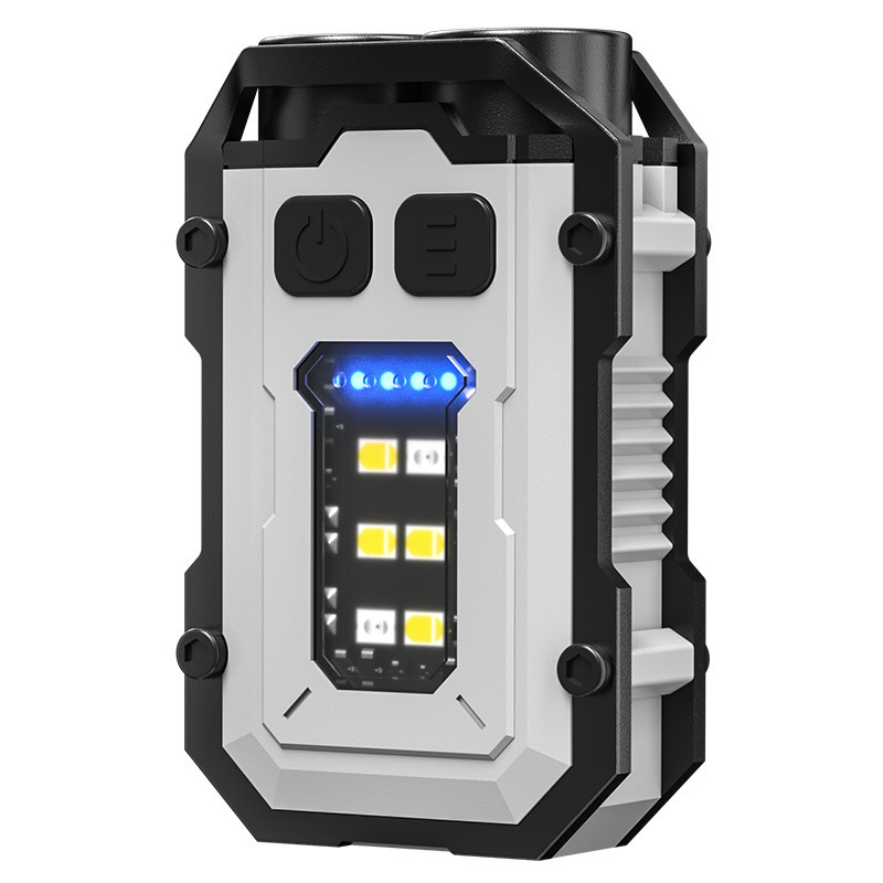Picture of Cross-border dual LED key chain light multi-function magnetic flashlight cob side light outdoor work light bright warning light