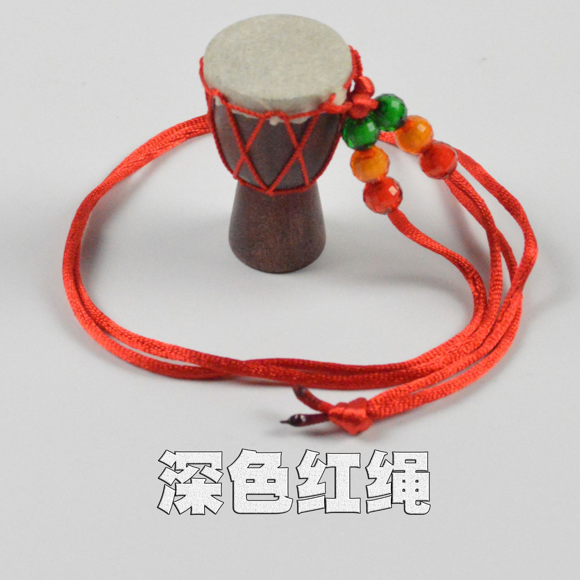 Picture of African Drum Pendant African Tambourine Necklace Jewelry Travel Gift Souvenir Solid Wood Handmade Sheepskin Sewing