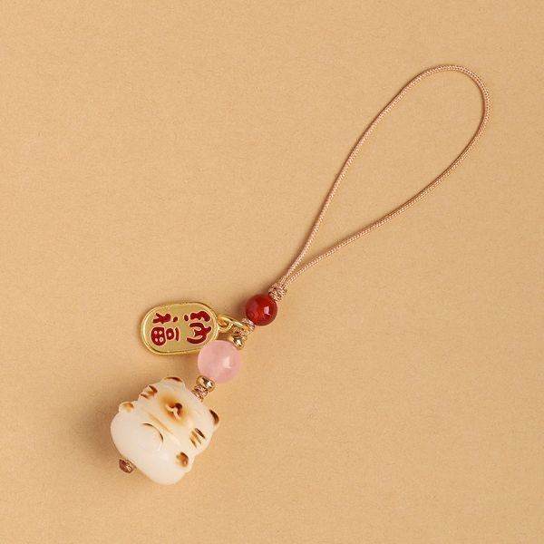 Picture of Bodhi Charcoal Lucky Cat Claw Mobile Phone Chain Lanyard Pendant Cute Women's Exquisite Mobile Phone Case Keychain Couple Pendant