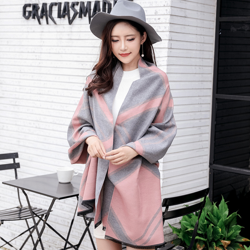 British Plaid Scarf Women's Korean-style New Autumn and Winter Extended Thickened Warm Neck Spring and Summer Air Conditioning Double-sided Shawl