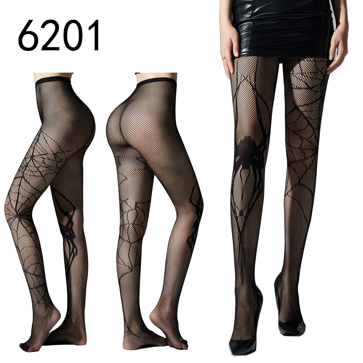 Picture of Internet Celebrating Halloween Nets Skull Spider Web Hollow Fishnet Stockings Pure White Silk Stockings Sexy Black Silk