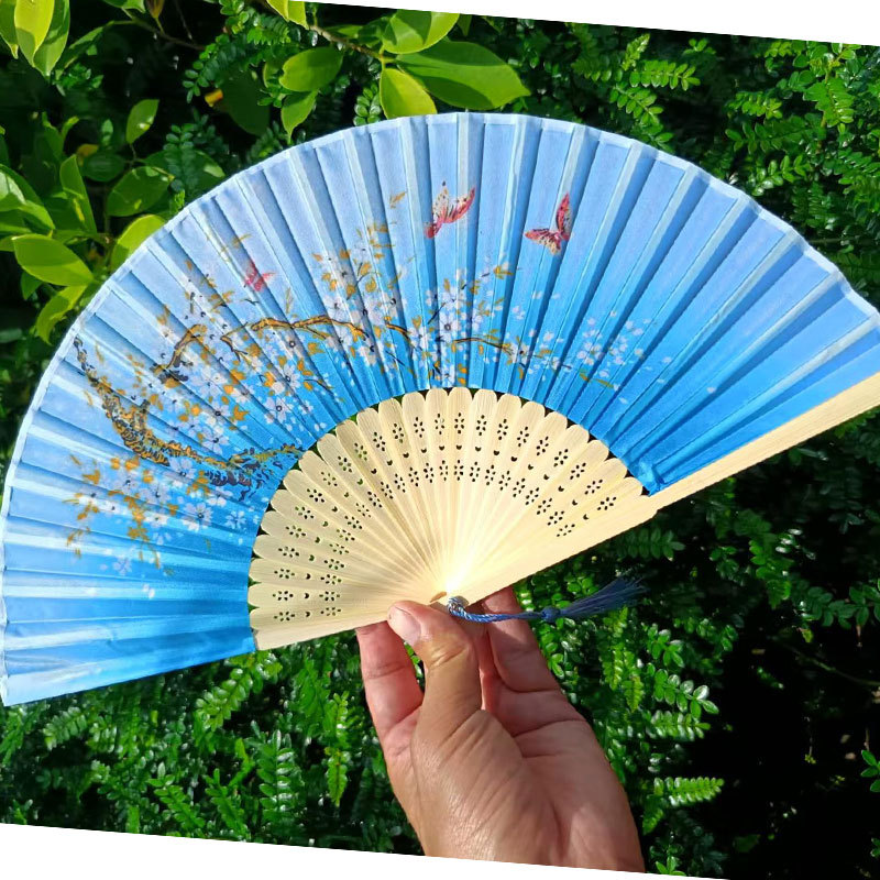 Picture of Folding Fan Bamboo Ancient Fan Student Girl Chinese Style Small Fan Scenic Spot Export Wholesale Retail Gift Decorative Fan