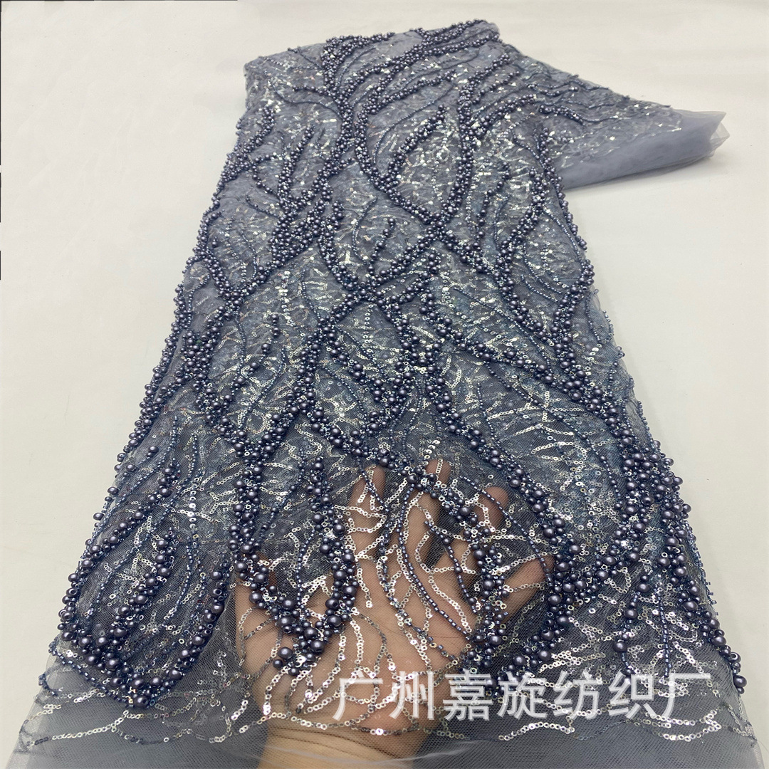 Size Bubble Beads Wedding Dress Cheongsam dress Lace Fabric Solid Color Garbled Sequin Bead Tube Fashion Embroidered Cloth LACE