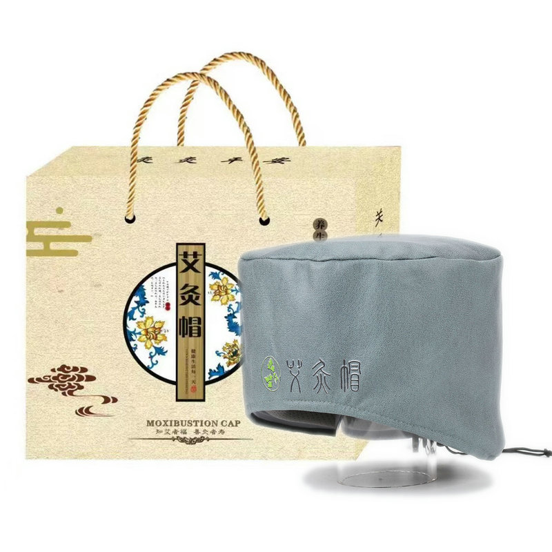 Picture of Electric heating moxibustion cap fumigation head wormwood hat herbal hot compress moon cap wormwood moxibustion head cap
